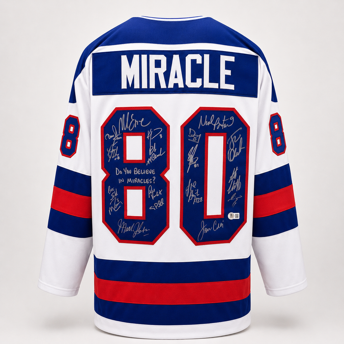 1980 USA Miracle On Ice Signed Player White Hockey Jersey- 18 Signatures w/ 1 Inscription