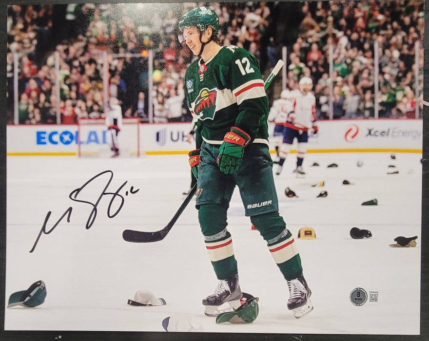 Matt Boldy 'Celebrating Hat Trick' Signed 11x14 Photo