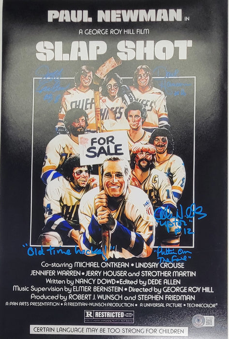 Slap Shot Cast Signed 11x17 Photo w/ 2 Inscriptions