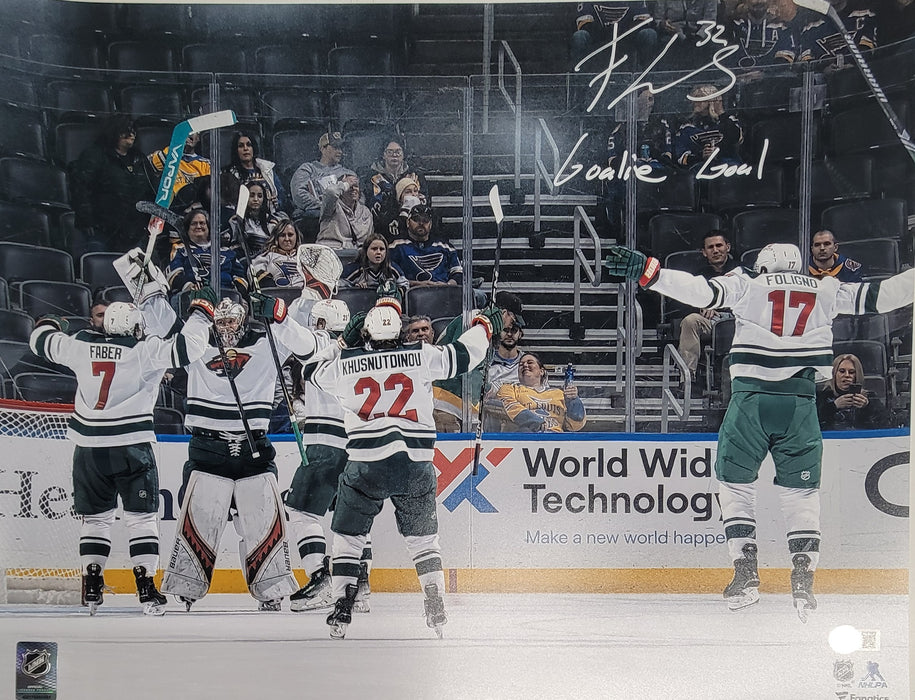 Filip Gustavsson Signed With Inscription '1st Goal' 16x20