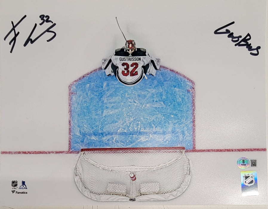 Filip Gustavsson Signed With Inscription White Jersey 11x14 Photo