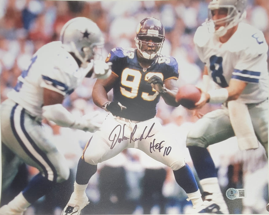John Randle Signed 11x14 Photo #3 w/ 'HOF 10'