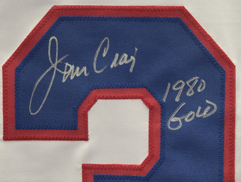 Jim Craig Signed Player White 1980 USA Hockey Jersey w/ Inscription