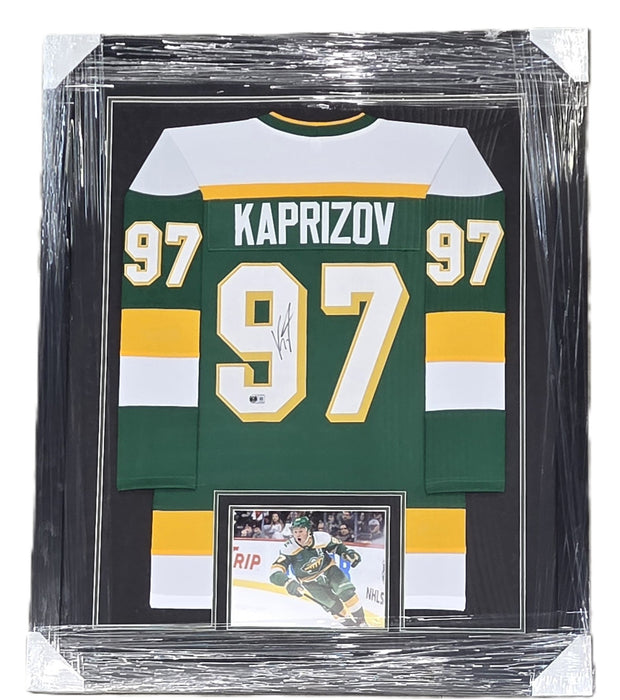 Kirill Kaprizov Signed & Professionally Framed Green Retro Player Hockey Jersey