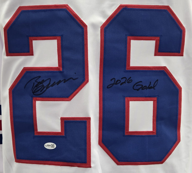 Bill Guerin Signed Player USA White Hockey Jersey w/ '2026 Gold'