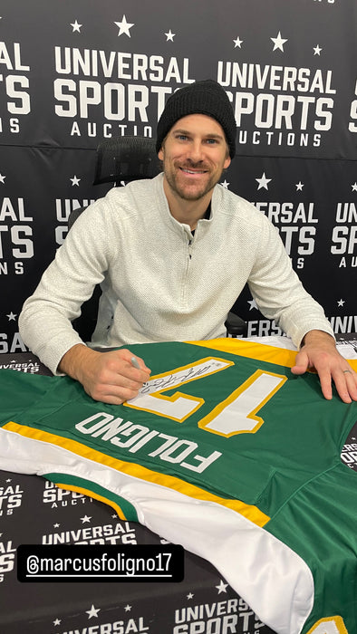 Marcus Foligno Signed Custom Green Retro Hockey Jersey