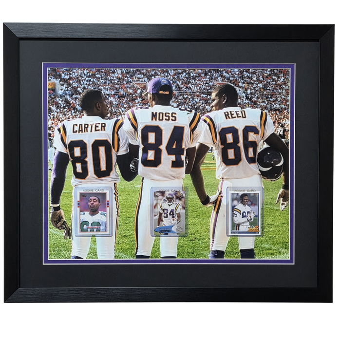 Three Deep Unsigned w/ Moss, Reed, Carter Professionally Framed 16x20 Rookie Card Display
