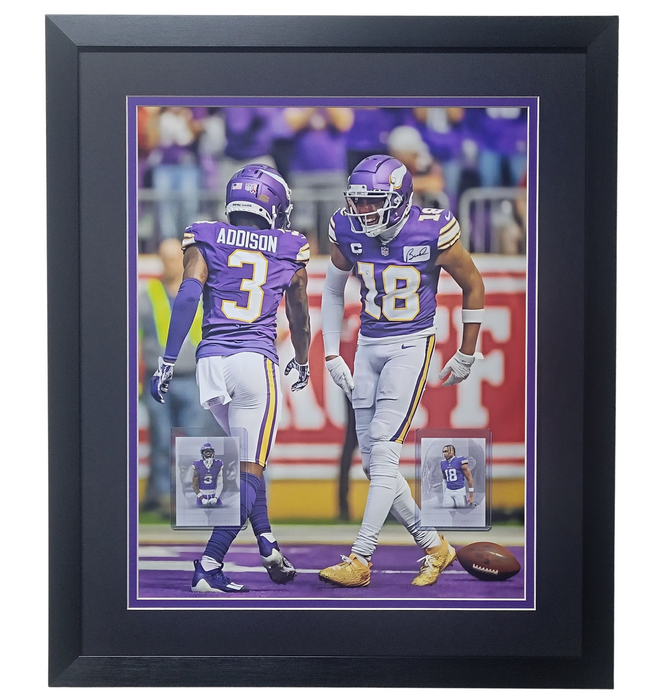 Justin Jefferson & Jordan Addison Professionally Framed 16x20 Tribute Card Display