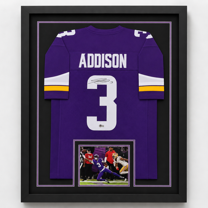 Jordan Addison Signed & Professionally Framed Purple Player Football Jersey