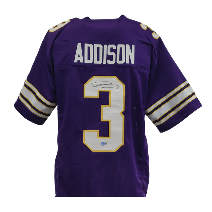 Jordan Addison Signed Custom Throwback Purple Football Jersey