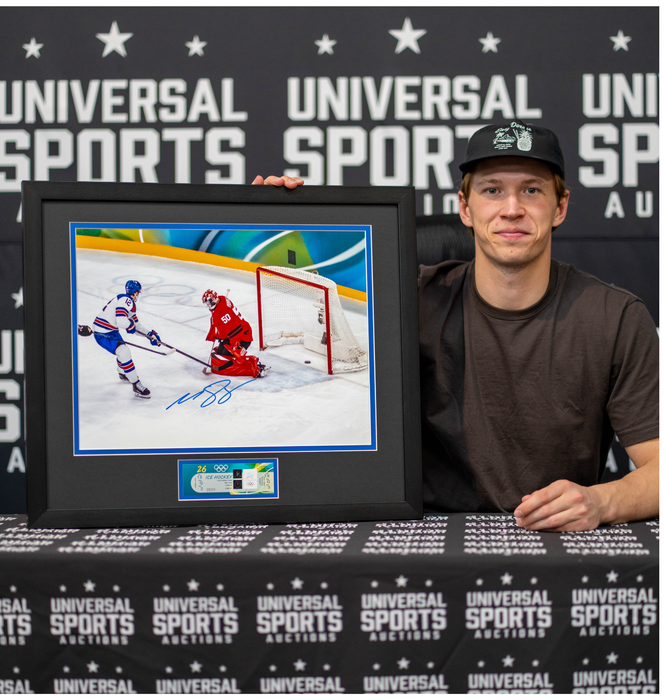 Matt Boldy 'Olympic Goal' Signed & Professionally Framed 16x20 w/ Replica Ticket
