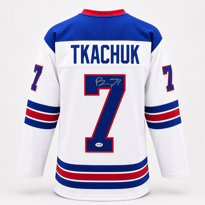 Brady Tkachuk Signed White USA Player Hockey Jersey