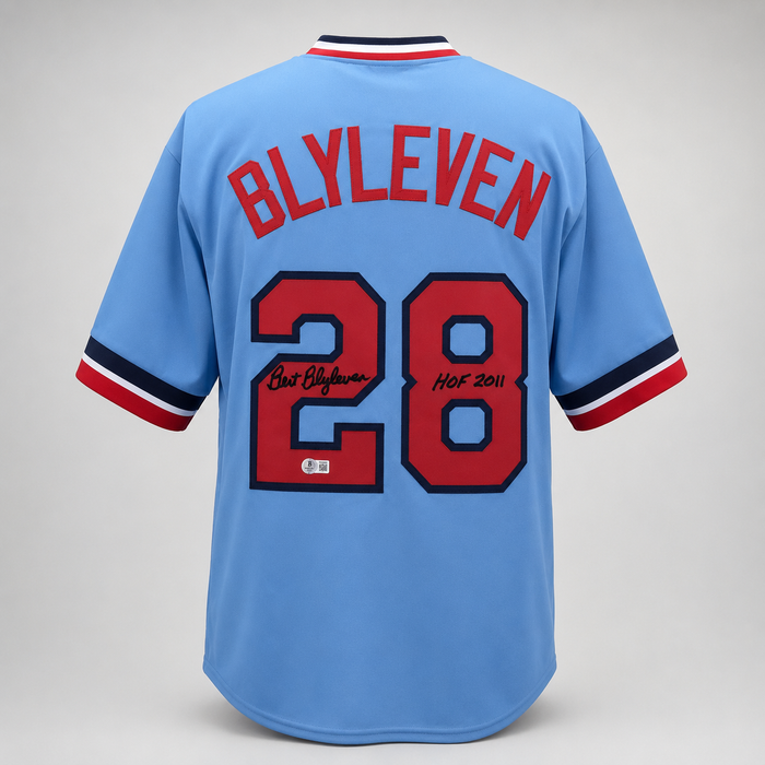 Bert Blyleven Signed Light Blue Player Baseball Jersey