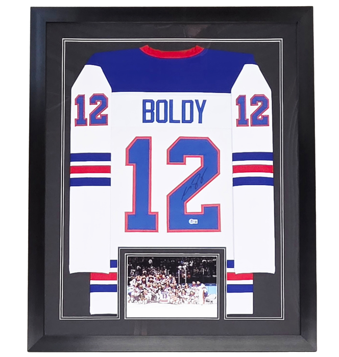 Matt Boldy Signed & Professionally Framed Player White USA Hockey Jersey
