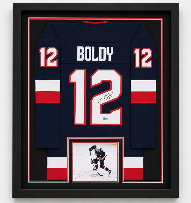 Matt Boldy Signed & Framed USA Player Hockey Jersey