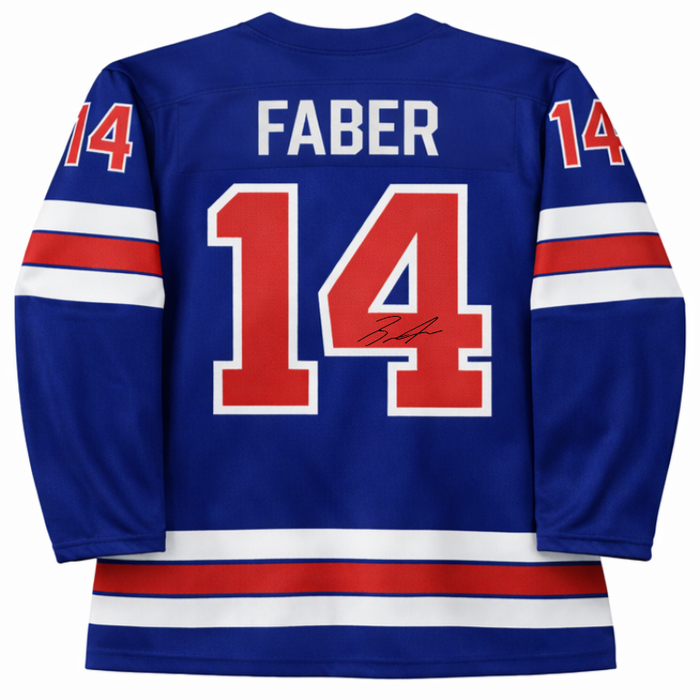 Pre-Sale: Brock Faber Signed Player USA Blue Hockey Jersey