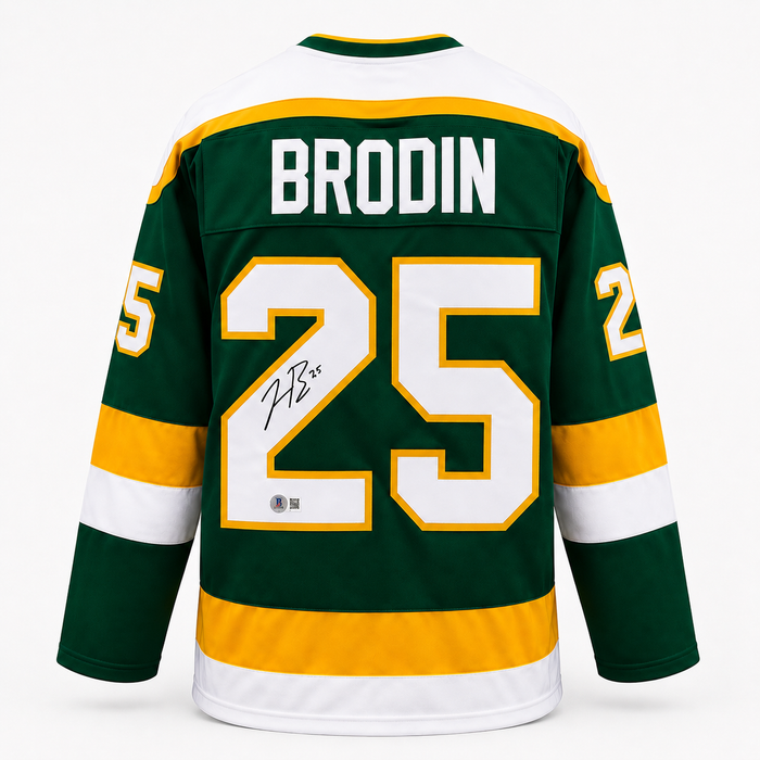 Jonas Brodin Signed Player Green Retro Hockey Jersey
