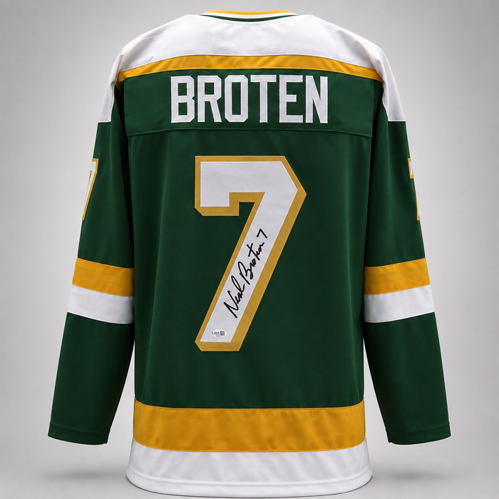 Neal Broten Signed Green Player Hockey Jersey