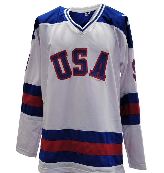 Neal Broten Signed Player White 1980 USA Hockey Jersey w/ Inscription