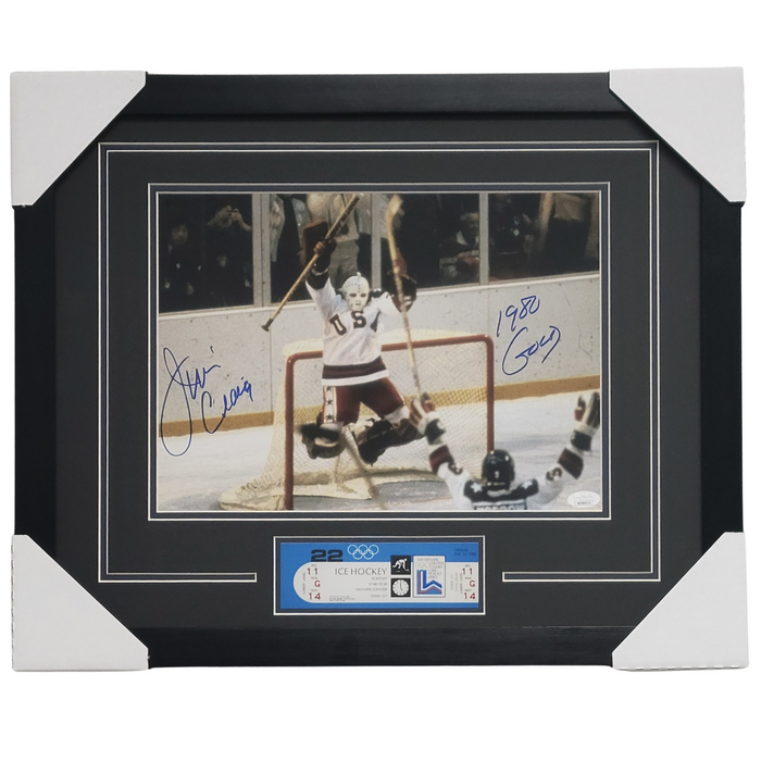 Jim Craig Signed & Professionally Framed 11x14 w/ Replica Ticket Display