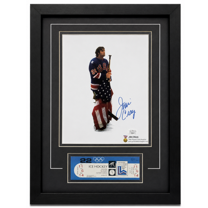 Jim Craig Signed & Professionally Framed 8x10 Replica Ticket Display