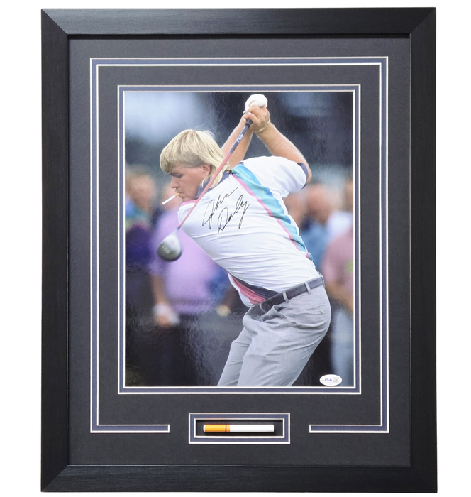 John Daly Signed & Professionally Framed 11x14 Replica Cigarette Display w/ Blue Border