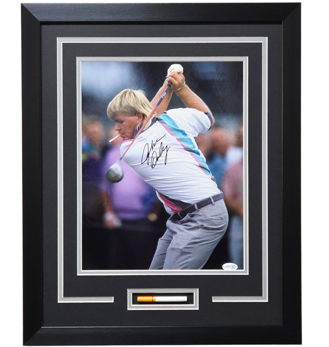John Daly Signed & Professionally Framed 11x14 Replica Cigarette Display w/ Gray Border