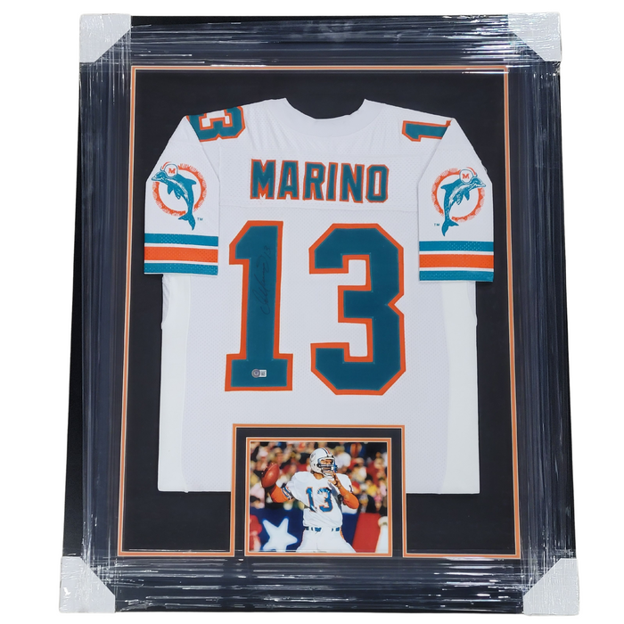 Dan Marino Signed & Professionally Framed Custom White Football Jersey