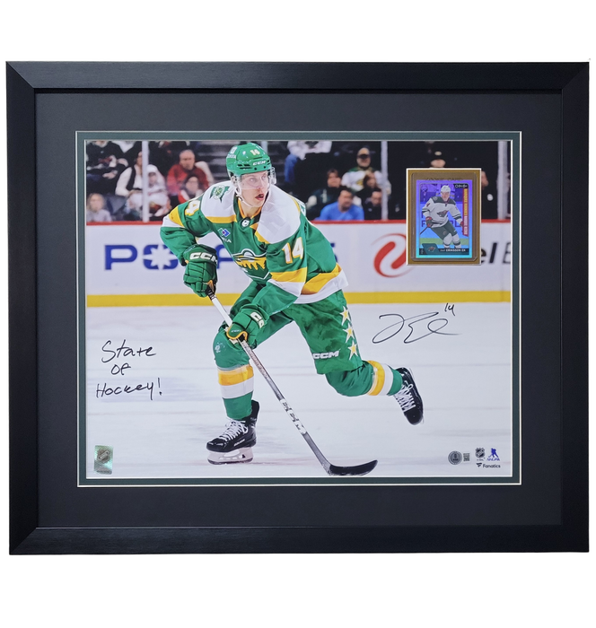 Joel Eriksson Ek Signed, Inscribed & Professionally Framed 16x20 Photo #7 w/ Rookie Card