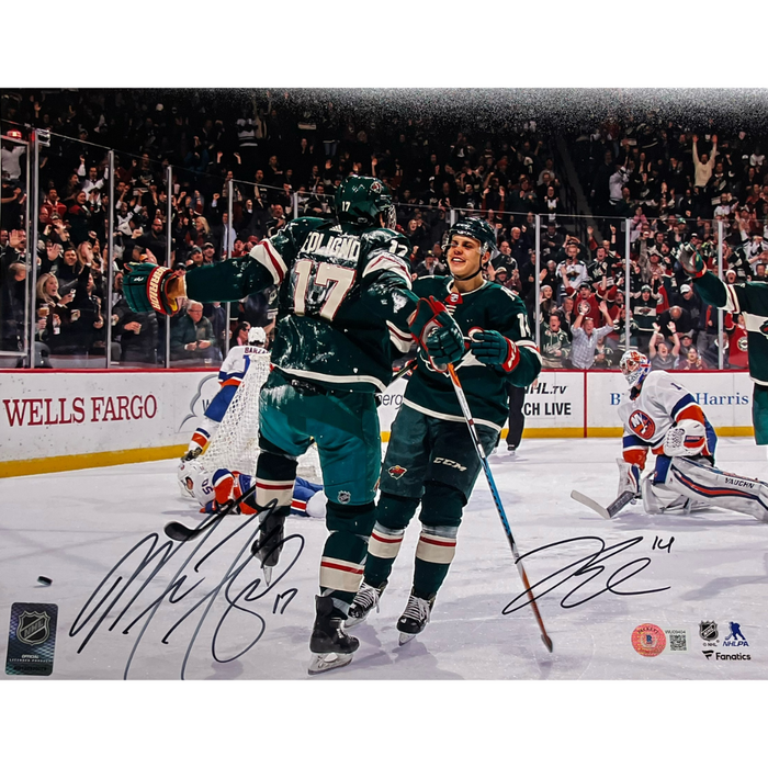 Joel Eriksson Ek & Marcus Foligno Signed 11x14 Photo