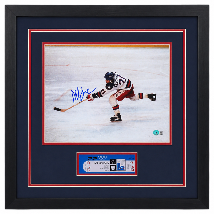Mike Eruzione Signed & Professionally Framed Replica Ticket Display #1