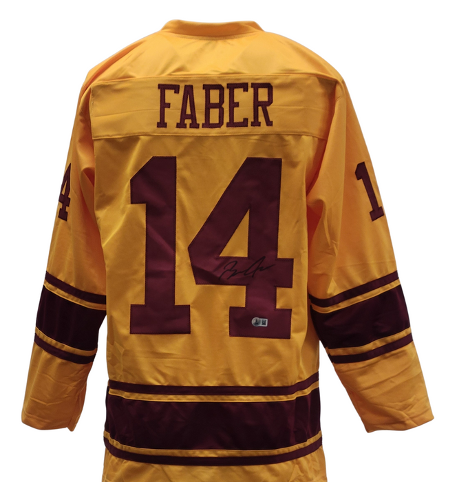 Brock Faber Signed Player Gold College Hockey Jersey