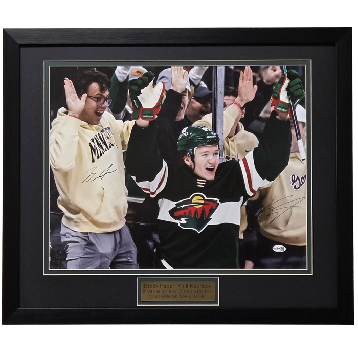 Brock Faber & Kirill Kaprizov Signed & Professionally Framed 16x20 Photo