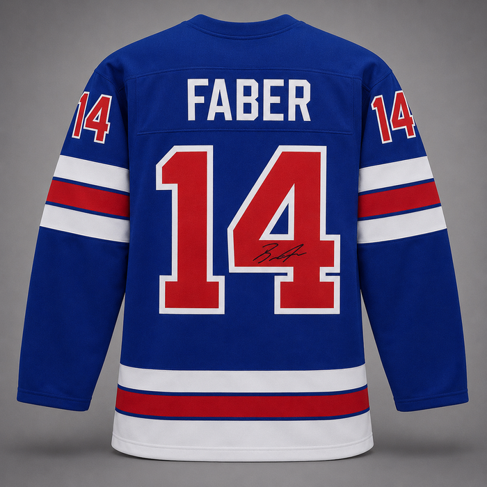 Pre-Sale: Brock Faber Signed Player USA Blue Hockey Jersey