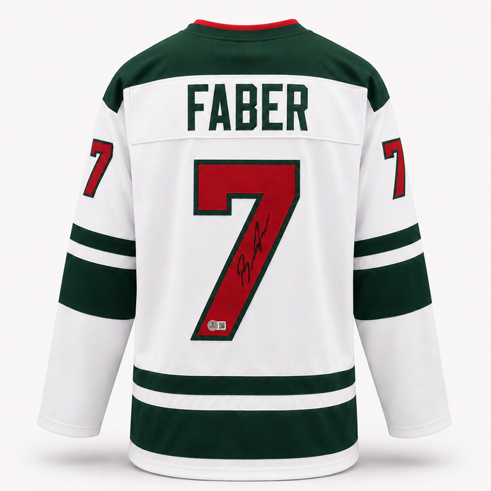 Brock Faber Signed Player White Hockey Jersey