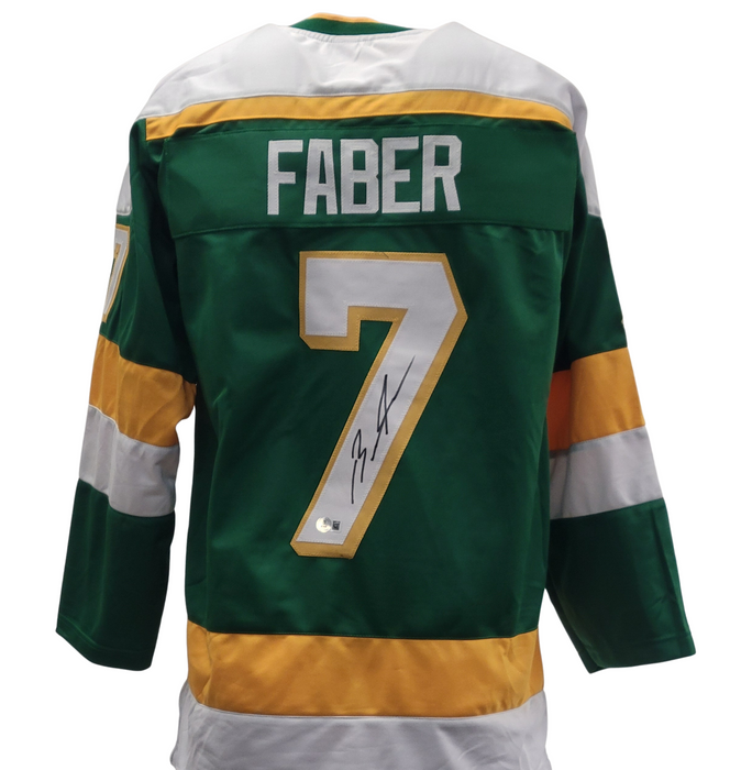 Brock Faber Signed Player Green Retro Hockey Jersey