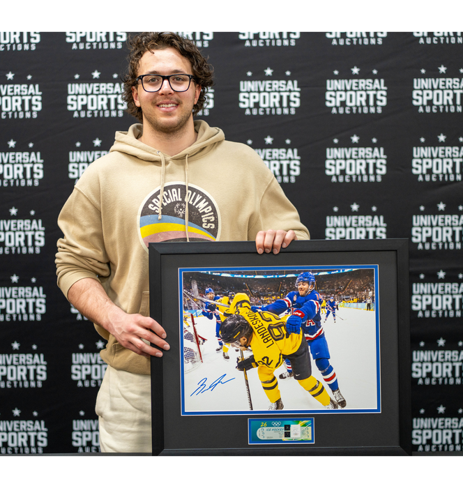 Brock Faber '2026 Olympics' Signed 16x20 Photo w/ Replica Ticket