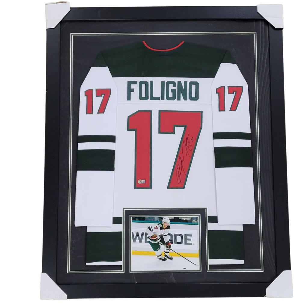 Marcus Foligno Signed & Professionally Framed Player White Hockey