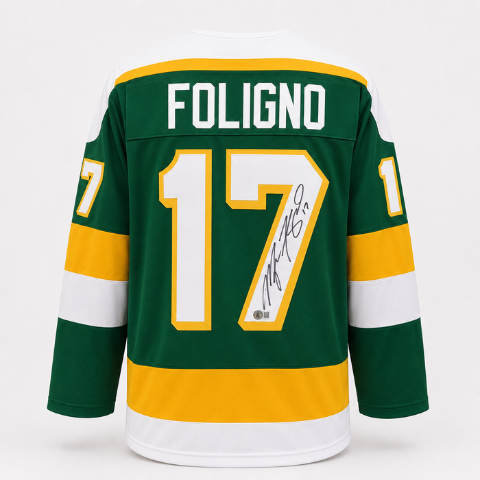 Marcus Foligno Signed Player Green Retro Hockey Jersey