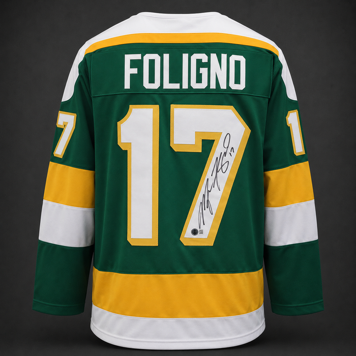Marcus Foligno Signed Player Green Retro Hockey Jersey