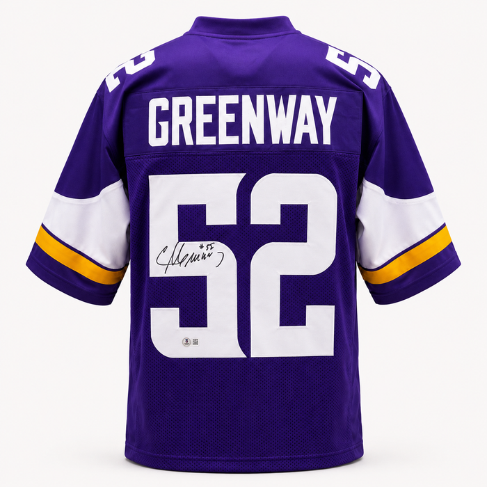 Chad Greenway Signed Player Purple Football Jersey