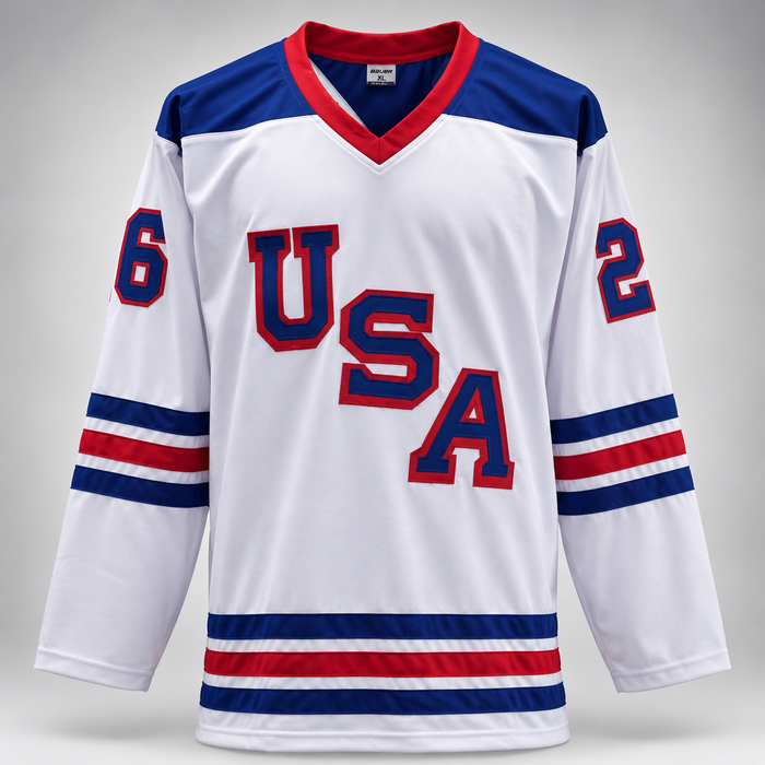 Bill Guerin Signed Player USA White Hockey Jersey w/ '2026 Gold'
