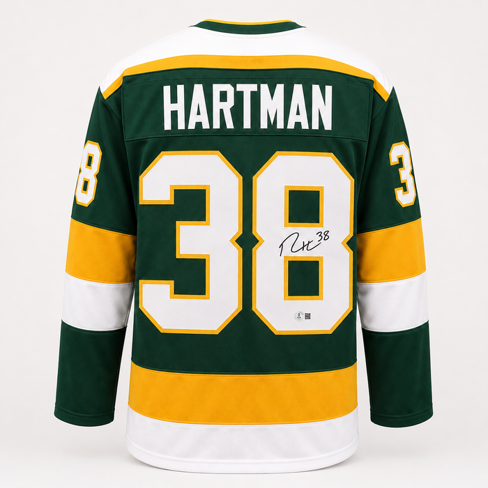 Ryan Hartman Signed Green Retro Player Hockey Jersey