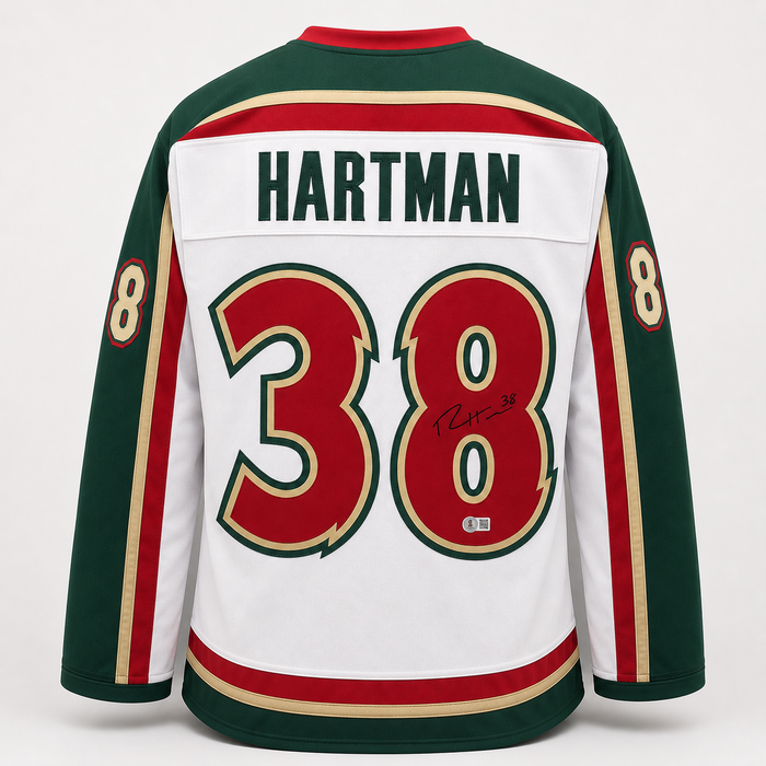 Ryan Hartman Signed White Throwback Player Hockey Jersey