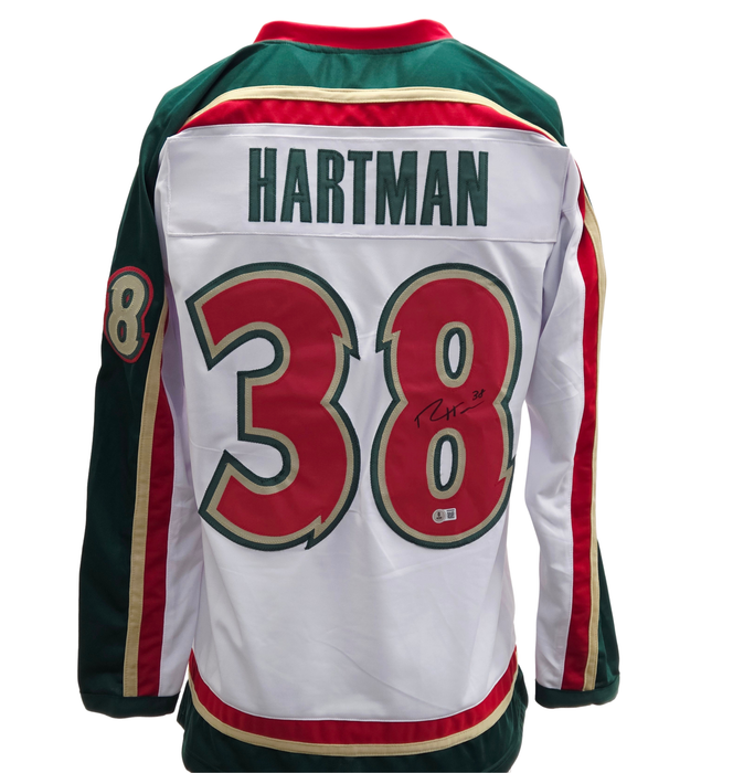 Ryan Hartman Signed White Throwback Player Hockey Jersey