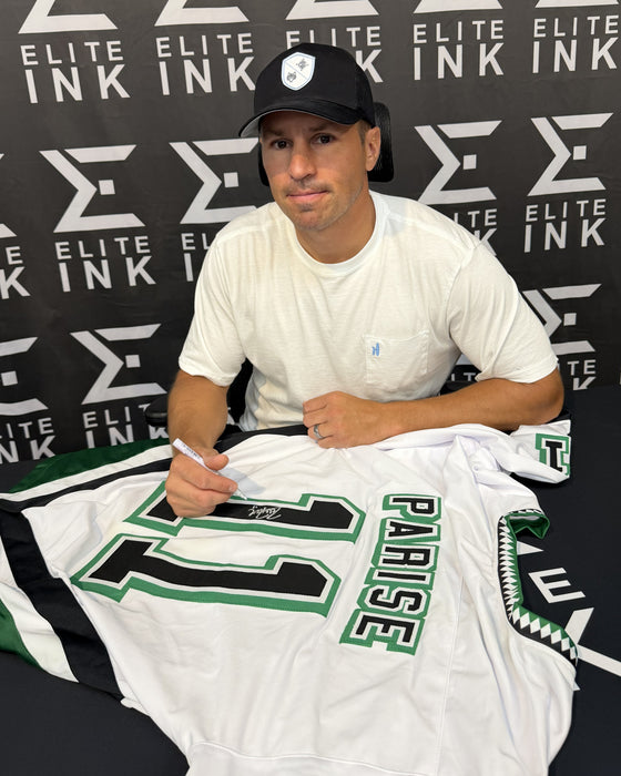 Zach Parise Signed White Player College Hockey Jersey