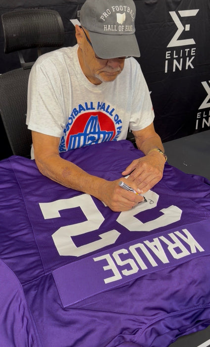 Paul Krause Signed Player Purple Throwback Football Jersey