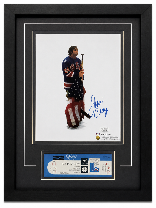 Jim Craig Signed & Professionally Framed 8x10 Replica Ticket Display