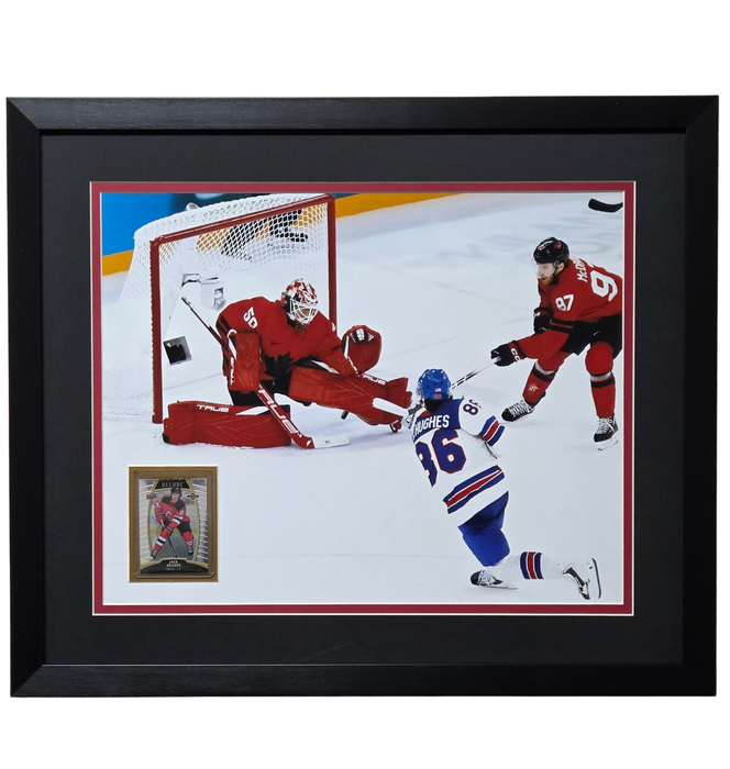 Jack Hughes 'The Golden Goal' Professionally Framed 16x20 Rookie Card Display #1