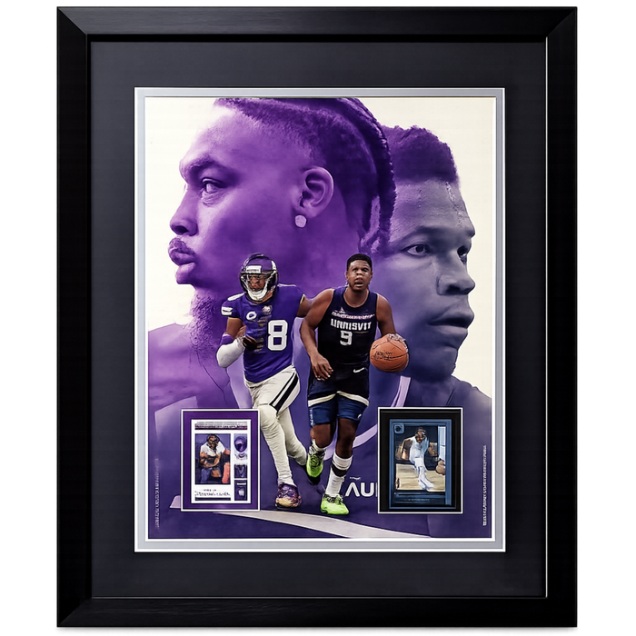 Justin Jefferson & Anthony Edwards Professionally Framed 16x20 Rookie Card Display